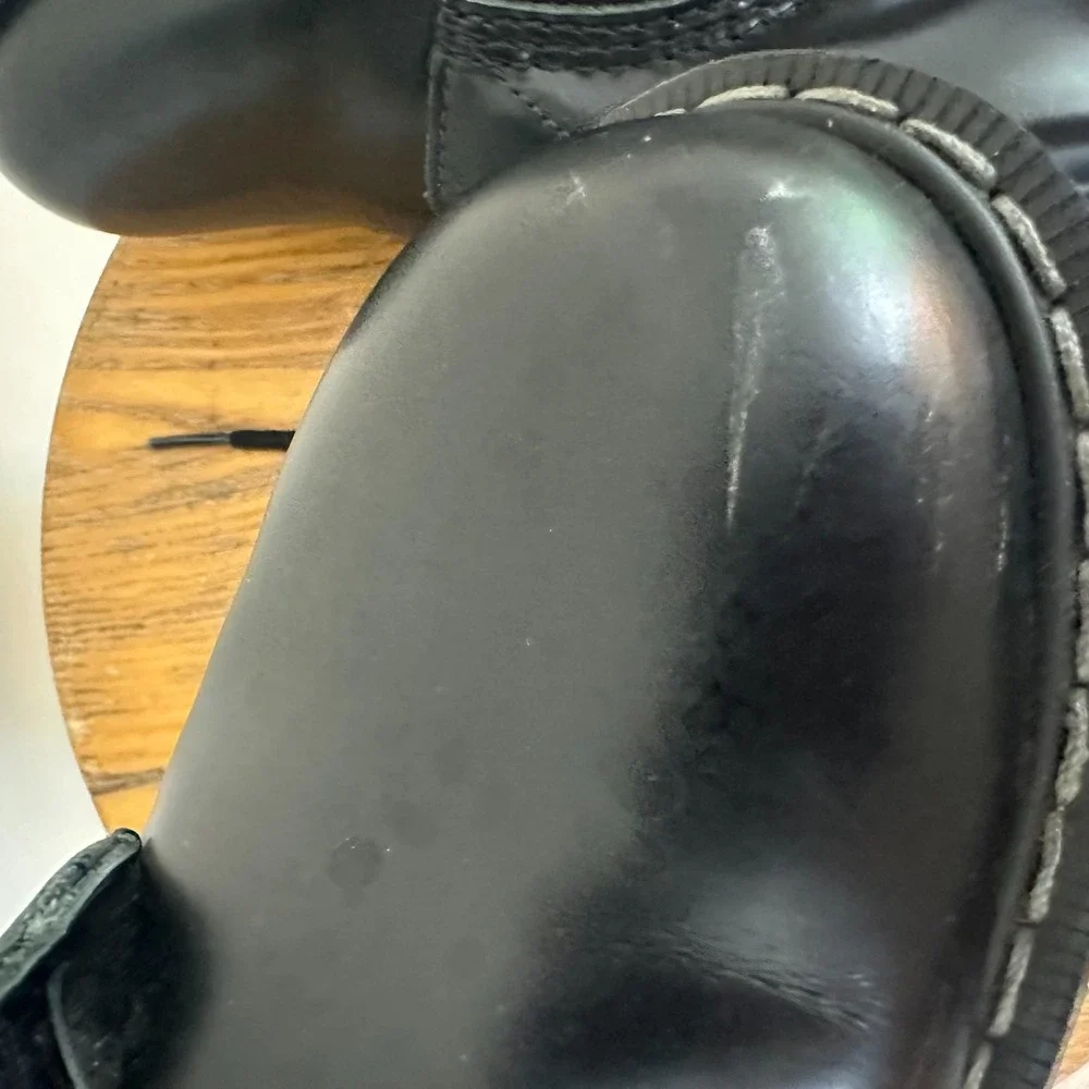 Solovair Hi-Shine 8 Eye Mens Black Leather Suspension Soles 7.5 US Derby Boots